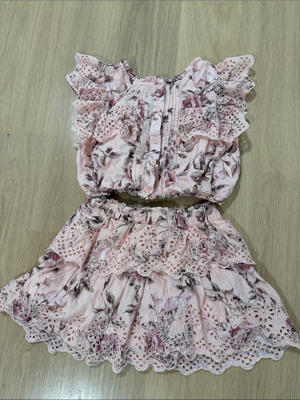 GAP Pink Floral Lace-Trim Two-Piece Girls Set